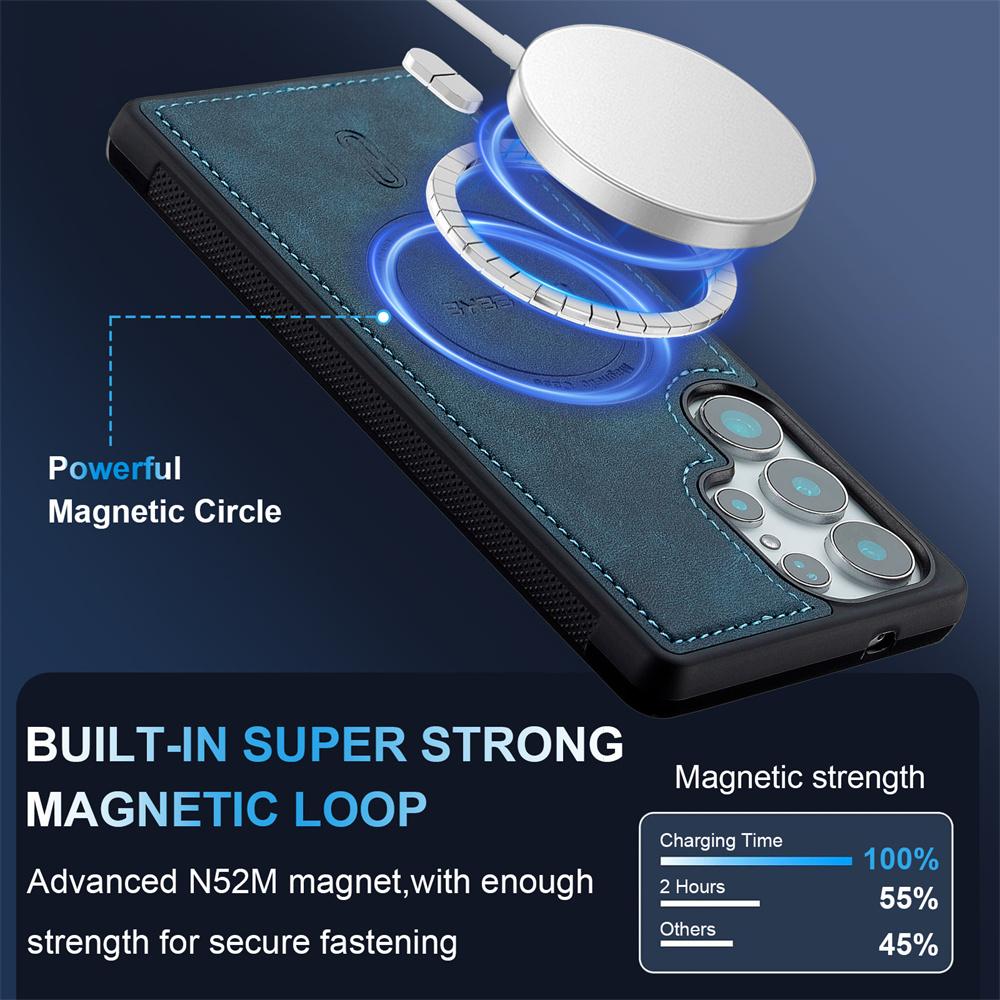 Leather Case For Samsung Galaxy S26 S25 Edge S24 Ultra S23 FE S22 FE A17 A37 A57 A16 A36 A56 Wireless Charging Magnetic Cover