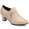 Autumn Comfortable Fashion Deep Mouth Soft Leather Shoes Women's Platform Pumps Office Fall Med Block Heels Shoes