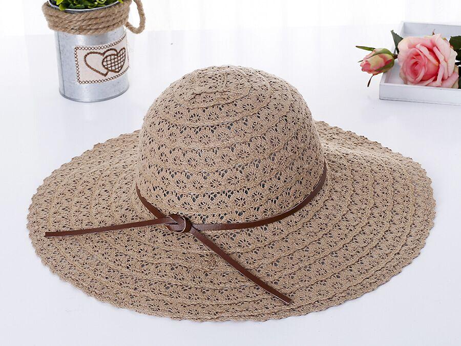 Summer Foldable Cotton Beach Bow Sun Hats For Women Fashion Floppy Elegant Beach Visor Hat Ladies Lace Hollow Straw Hat