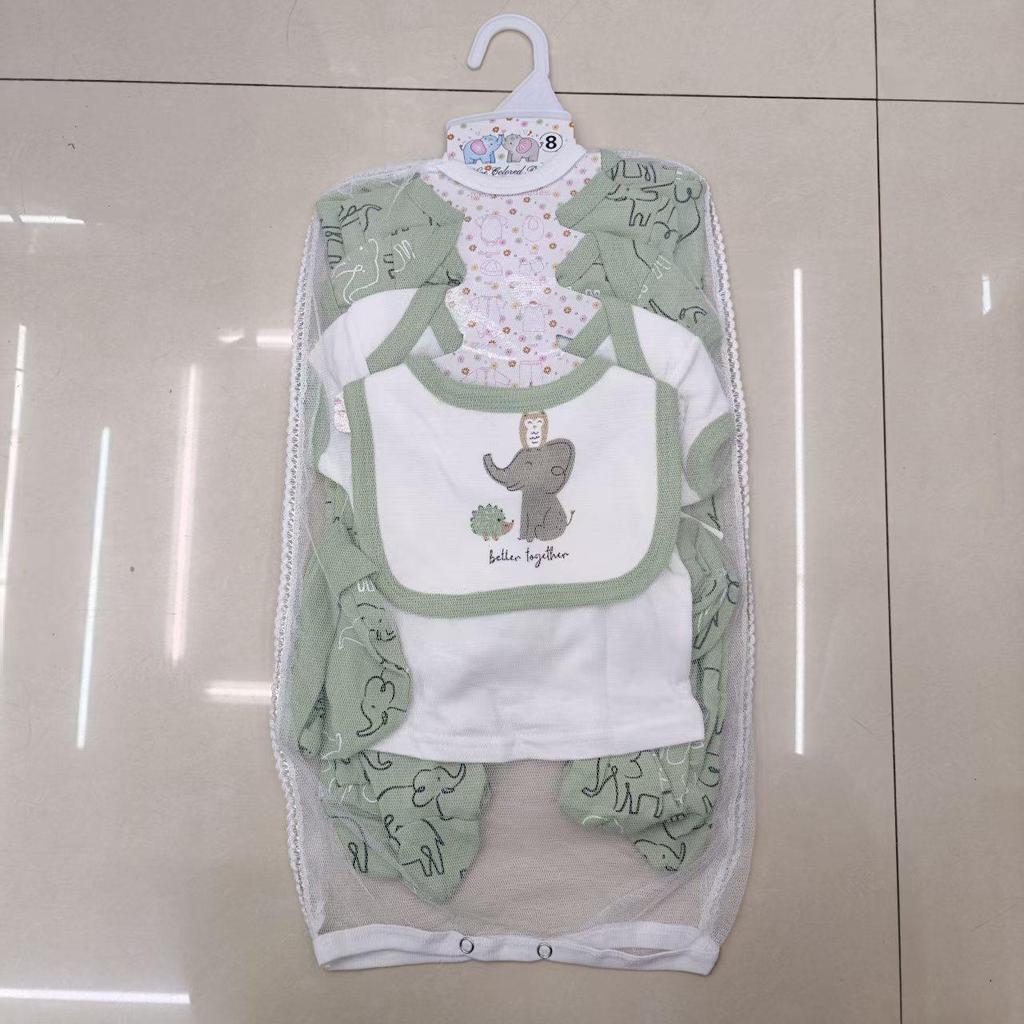 8-teiliges Pyjama-Set für Neugeborene: Bodys mit kurzen und langen Ärmeln für Frühling/Sommer