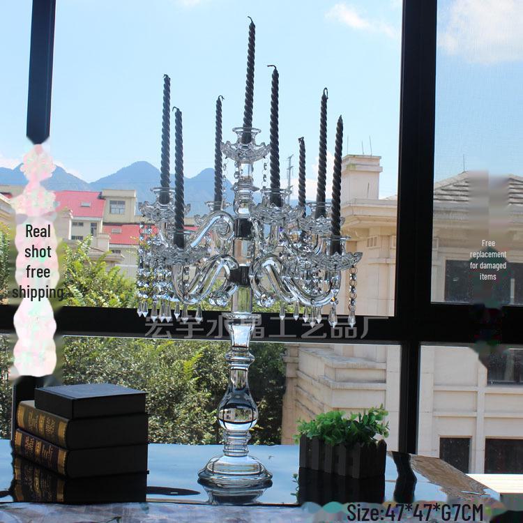 Sfeșnic din Cristal European - Design cu Nouă Brațe pentru Nunti, Zile de Naștere și Decor Hotelier.