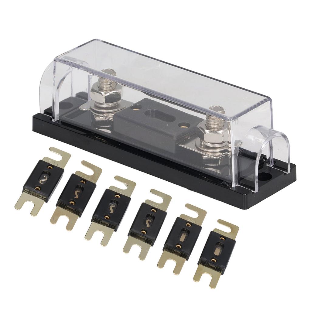 6Pcs ANL Fuse with Fuse Holder Block 60A 80A 100A 150A 250A 300A for Car Boat Audio Stereo