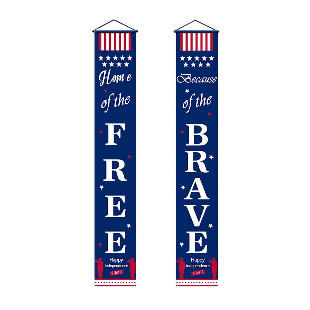 Outdoor Hanging Set for Porch Home of the Free Because of the Vertical Sign for Patriotic Holiday Decoration Independence Day Memorial Day