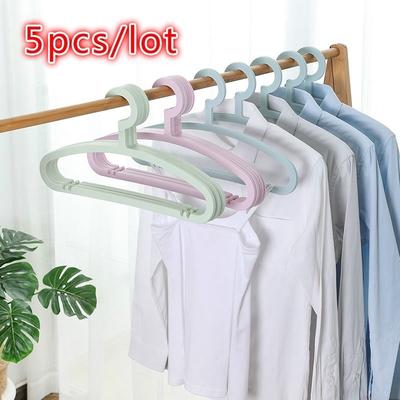 5 stks/partij Huishoudelijke Traceless Hangers Plain Plastic Drooghangers Antislip, Droge en Natte Kleren Hangen