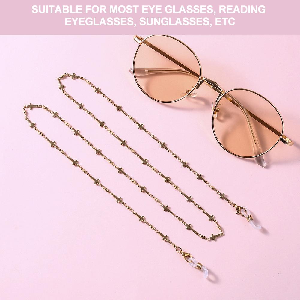 Eyeglasses Cord Alloy Anti-Slip Strap Rope Glasses Chain With Rood Decoration