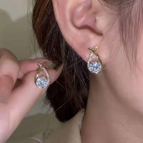Exquisite Leaves Crystal Flower Stud Earrings For Women AAA Zircon Rose Butterfly Tassel Earring Bride Wedding Party Zircon