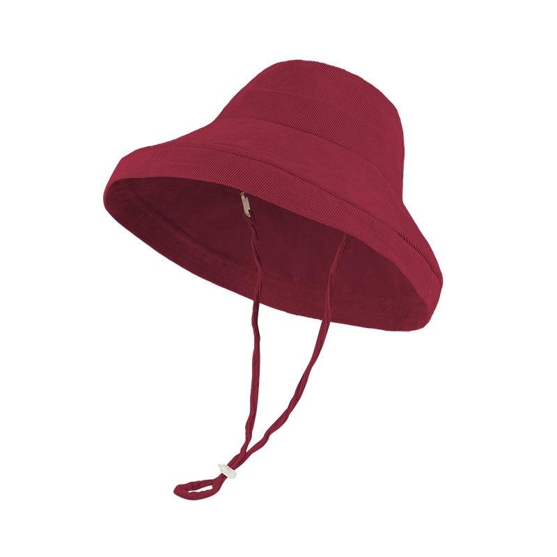 Autumn and winter casual solid color fisherman's hat shows a small face, outdoor versatile big brim hat, women's corduroy basin hat