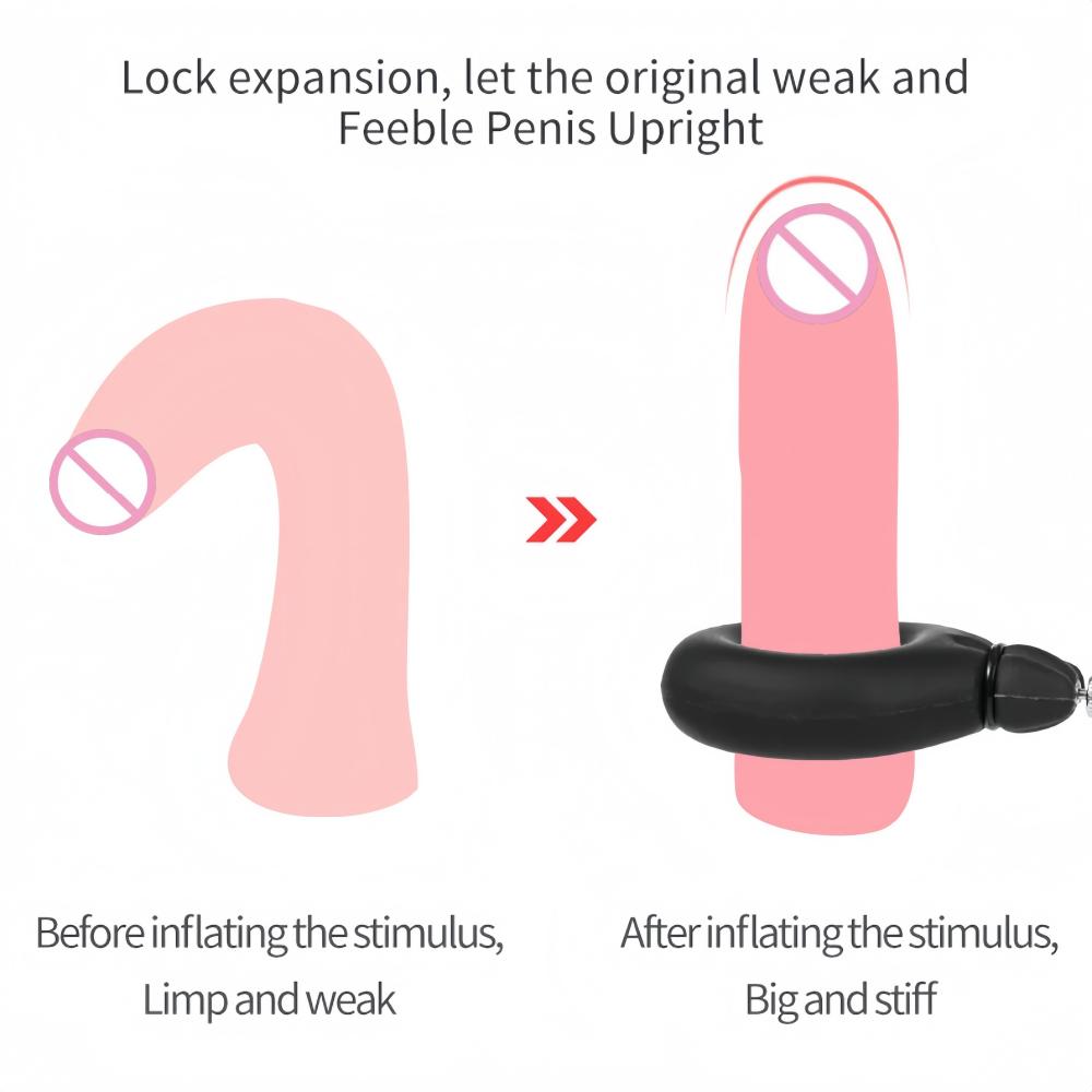 Inflatable Bondage Locking Cum Ring Penis Enlargement Exerciser Erection Ring Penis Pump Removable Inflatable Cock Ring