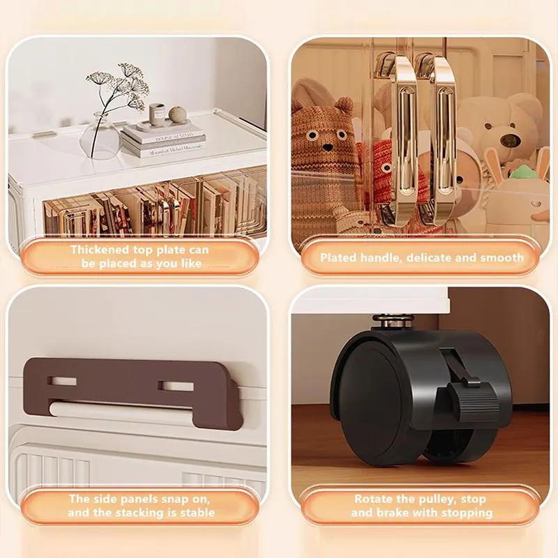 45/55/65cm Length Multifunction Folding Storage Cabinet Sundries Cabinet Large Capacity Dustproof Wardrobe Locker