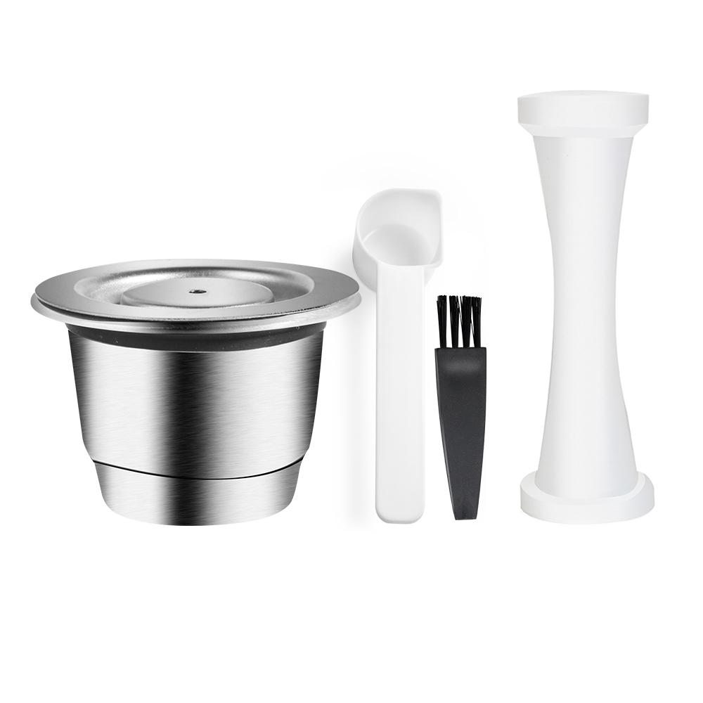 Filtros de Cápsula Recarregáveis Copos de Espresso de Aço Inoxidável Cápsulas de Café Reutilizáveis Para Nespresso Com Tamper Anel Dosador