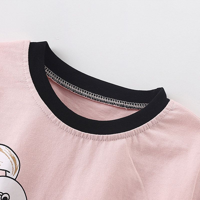 2025 Summer New Style Girls' Short-Sleeved T-Shirt Pure Cotton Children's Top Girl Cartoon Half-Sleeve Children's Clothing Export Base Shirt