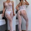 Off Shoulder Open Crotch Hollow Bodystocking Sexy Crotchless Underwear Babydolls Fishnet Lingerie Women Erotic Baby Doll Dresses