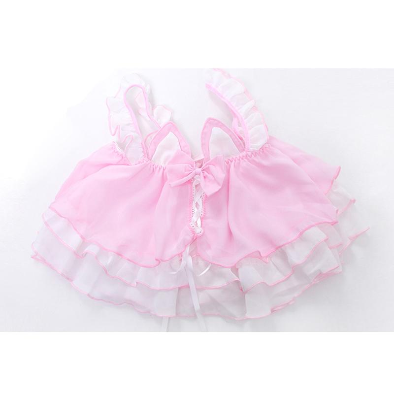 Sexy Dessous Anime Lolita Mädchen Dienstmädchen Katze Uniform Niedlich Rosa Katzenohren Chiffon Kleidung Dienstmädchen Outfit Cosplay Kostüm