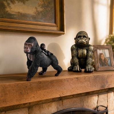 Gorila pryskyřičná socha, Sedící opička figurka socha, Průmyslová domácí dekorace do obývacího pokoje kancelářského stolu knihovny, Průmyslová moderní domácí dekorace