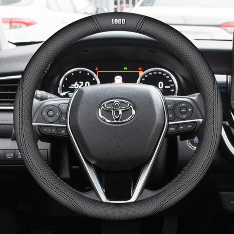 Coprivolante Universale in Pelle per Toyota RAV4 2020 2021 Stile Sportivo Diametro 38cm Nero Rosso Doppia Cucitura