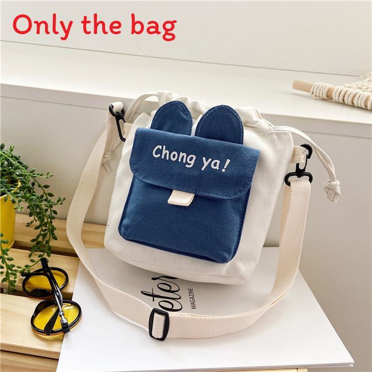 Cute Small Canvas Bucket Bag With Drawstring Closure For Daily Use Girls