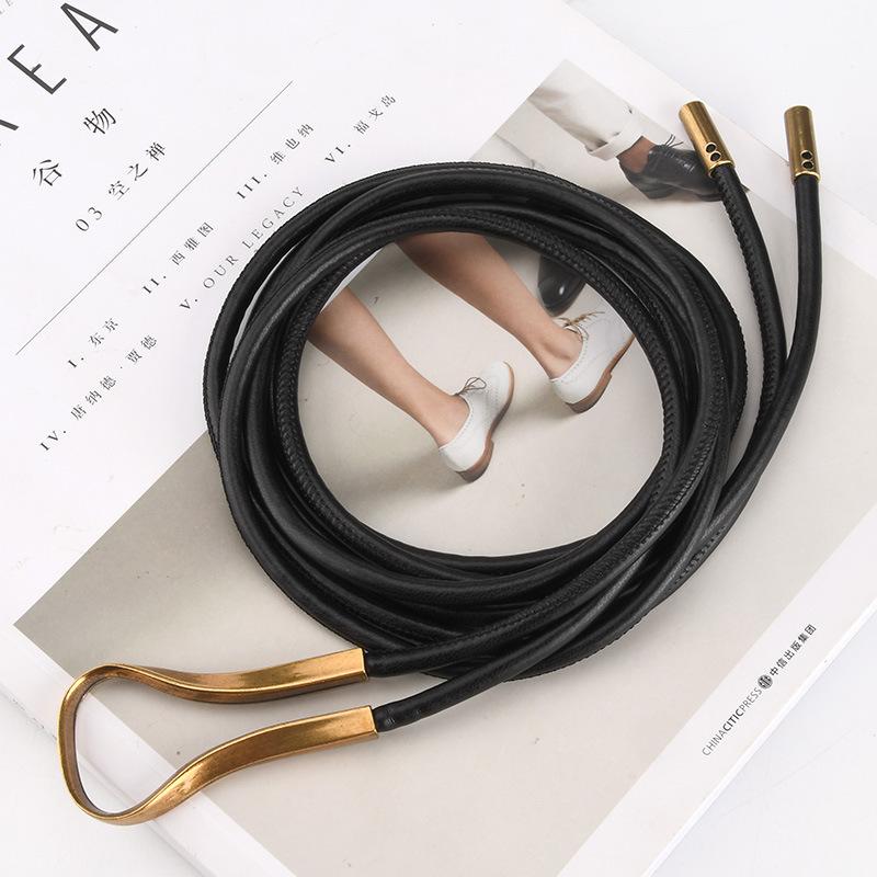 PU Imitation Leather Women's Leather Rope Waist Chain Belt Women's Temperament Knotted Non-porous Belt Light Luxury Niche Decoration
