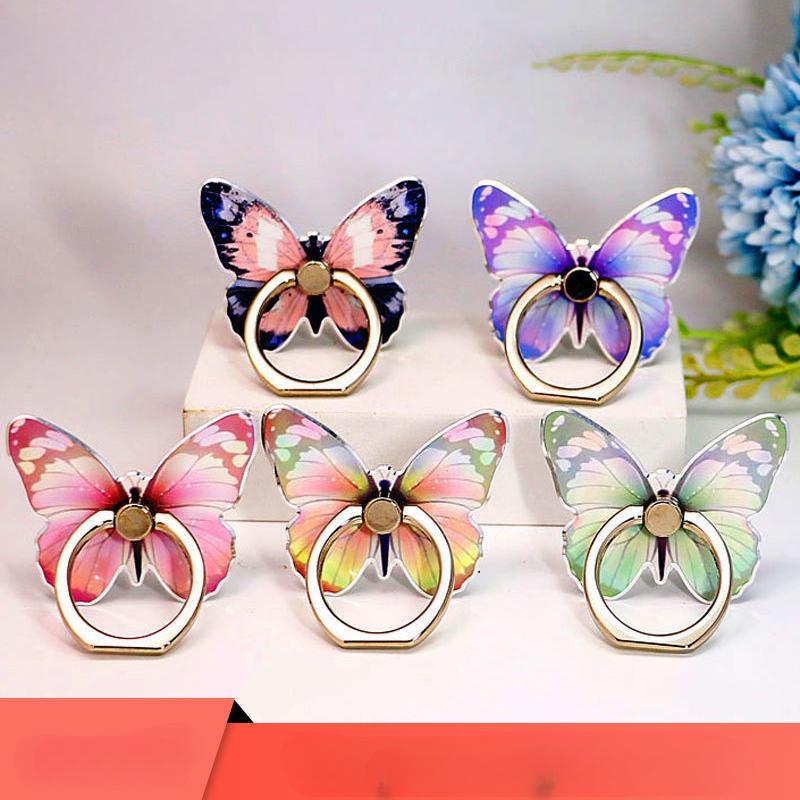 1Pc Beautiful Butterfly Finger Ring Holder Luxury Mobile Phone Stand Universal Smartphone Grip Magnetic Car Bracket Accessories