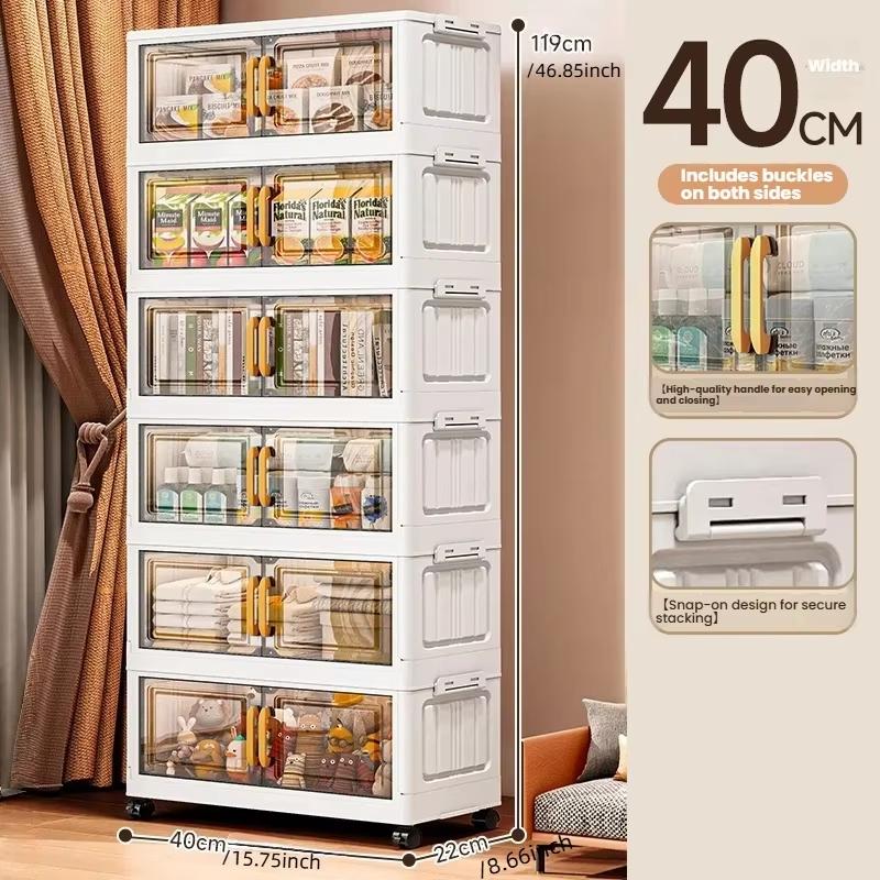 Double-door Living Room Storage Cabinet Folding Floor-standing Storage Box No Installation Required Simple Storage Cabinet
