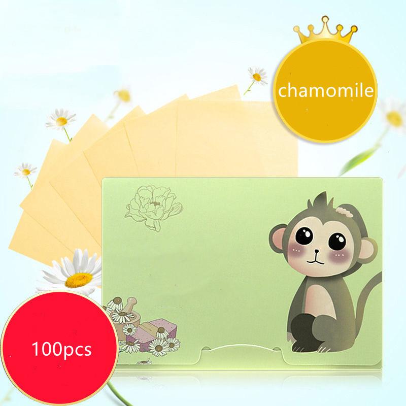100 pçs camomila rosto absorvente controle de óleo toalhetes de papel remoção de óleo absorvente folha matcha rosto oleoso blotting ferramentas de beleza