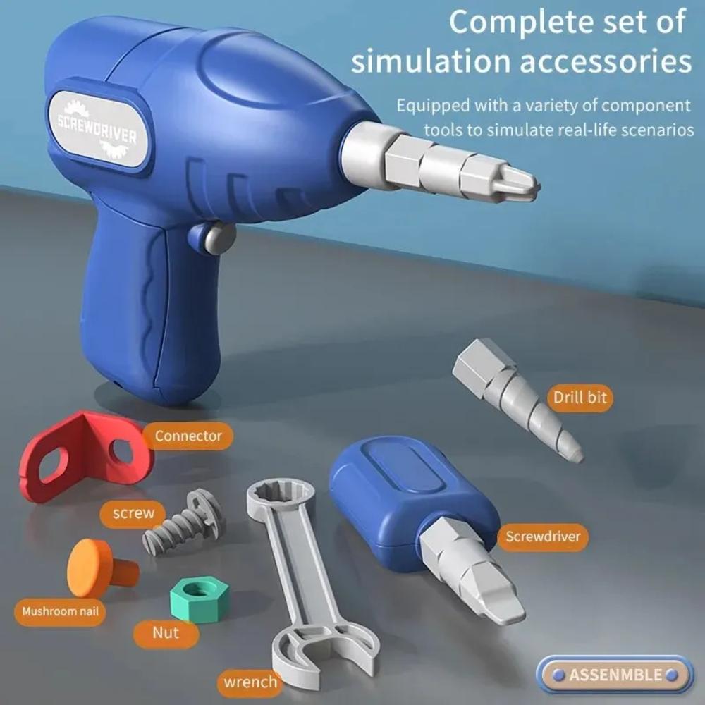 DIY STEM Construction Tool Set Electric Drill Screw Nut 3D Puzzle Creative Pretend Play Engineering Toys for 3-8 Ages Boys&Girls