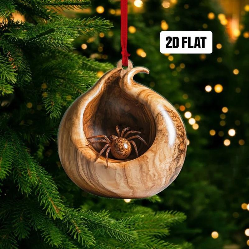 Neue Tier-Weihnachtsornamente 2D Flaches Acryl Vogelanhänger Eule Eichhörnchen Hase Anhänger Weihnachtsbaumdekoration Xmas Hängend