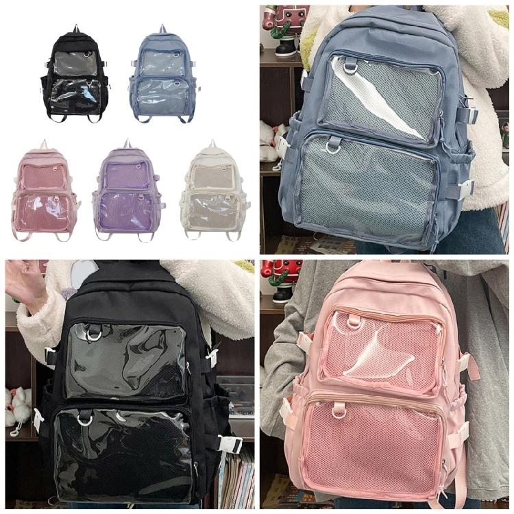 Student School Backpack Large Capacity Backpack Travel Backpack Clear Backpack Japanese Styles Backpack