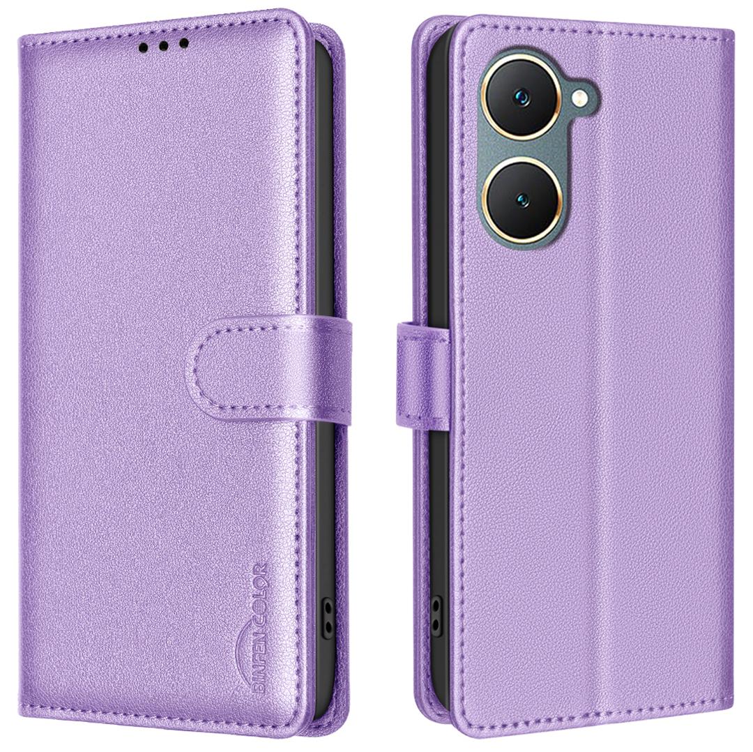 

BINFEN COLOR BF32 For vivo Y03 Phone Case Litchi Texture RFID Blocking Leather Phone Cover D