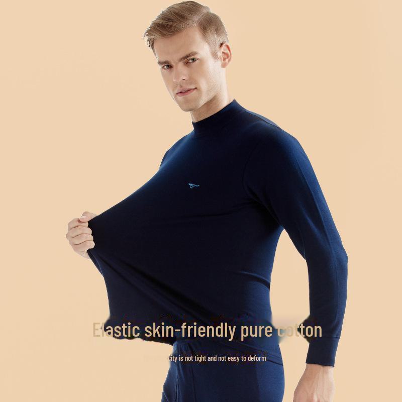 Pánská bavlněná sada spodního prádla Septwolves se středním výstřihem: Podzim/Zima Vrchní a spodní díl.