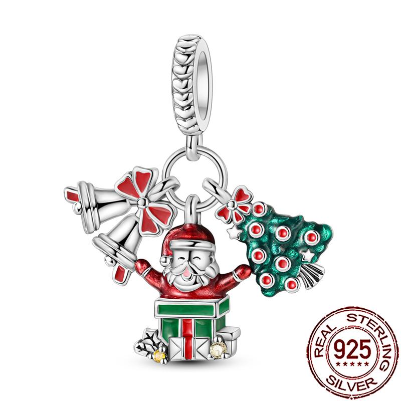 Novos Berloques de Cobre de Natal Papai Noel Berloques para Pulseira Corrente Cobra Colar Feminino Joias Diy