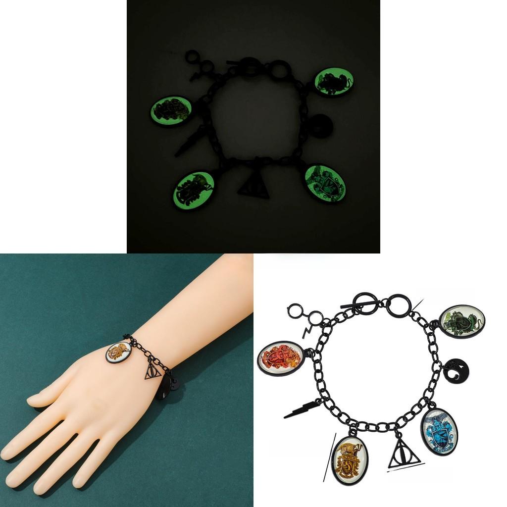 Harry Potter Night Light Bracelet With Alloy Magic School Pendant For Gift Giving