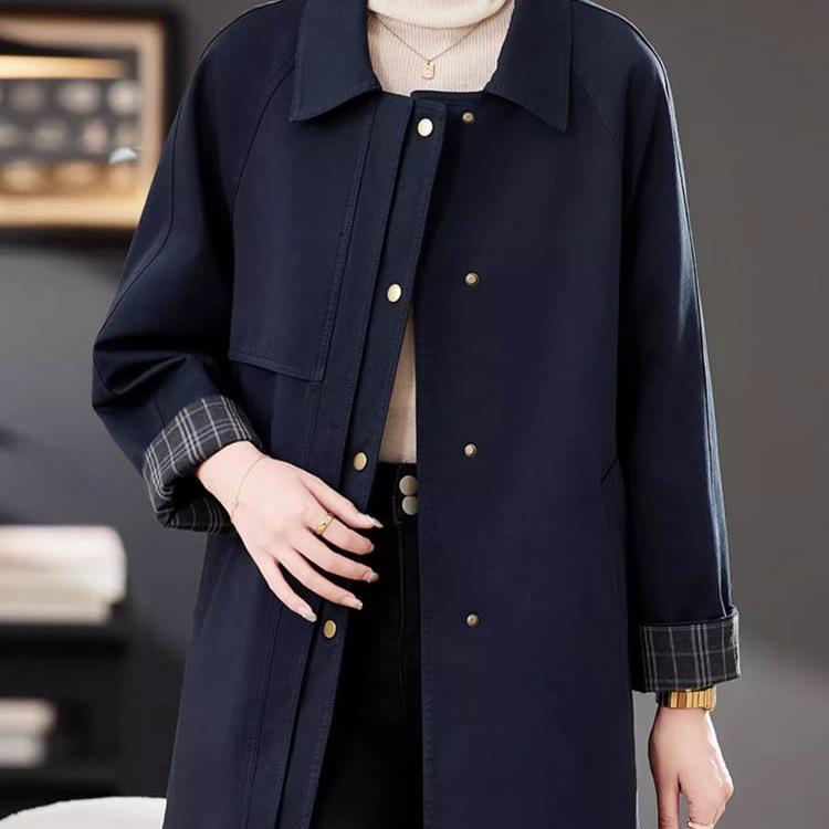 Women's Slim Mid-Length Trench Coat - Autumn/Spring Fashion 2025, Casual Chenille Spandex
