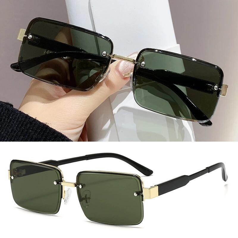 Korean Fashion Aviator Sunglasses For Men And Women Metal Small Square Frame Gradient Lens Shades Glasses Outdoor UV Resistance