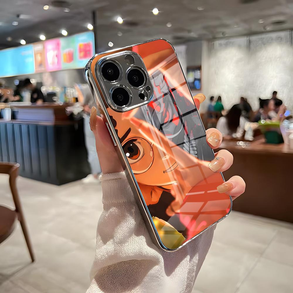 Anime Dandadan Phone Case For IPhone 17 Pro Max 15 Pro 16 14 Plus 12 13 Mini 11 Pro Shockproof Electroplated Glass Cover