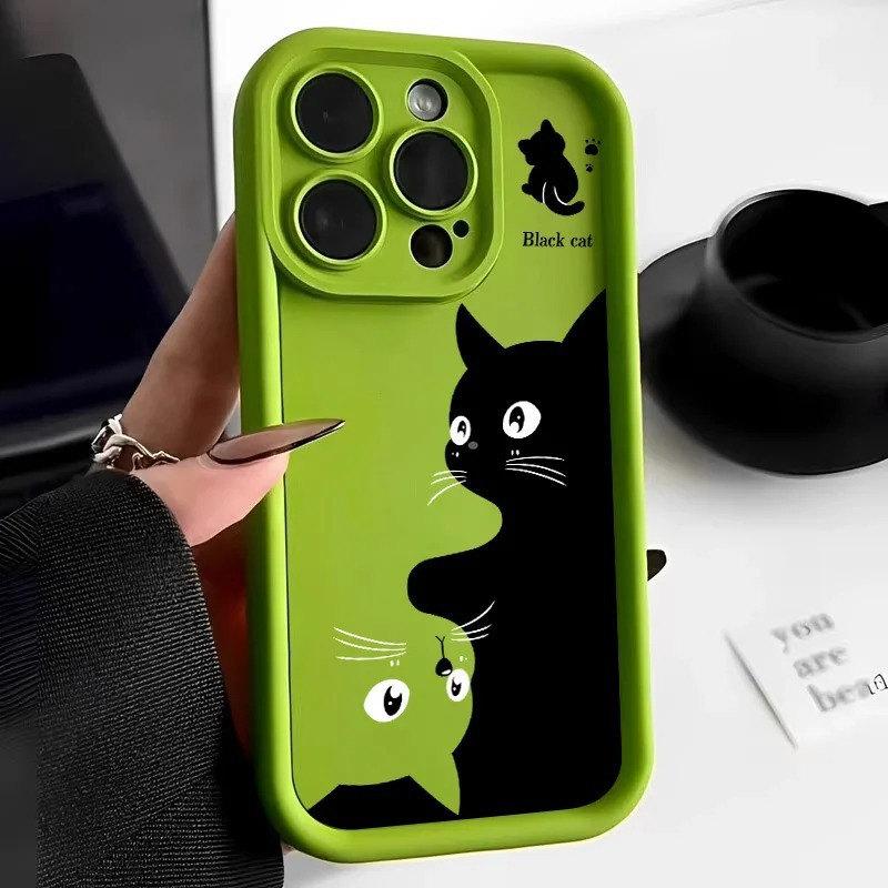 М'який чохол для телефону з милим мультяшним котом для iPhone 15 16 Pro Max Чохли iPhone 14 13 12 11 Pro Max XS Max XR X 7 8 Plus Протиударний чохол