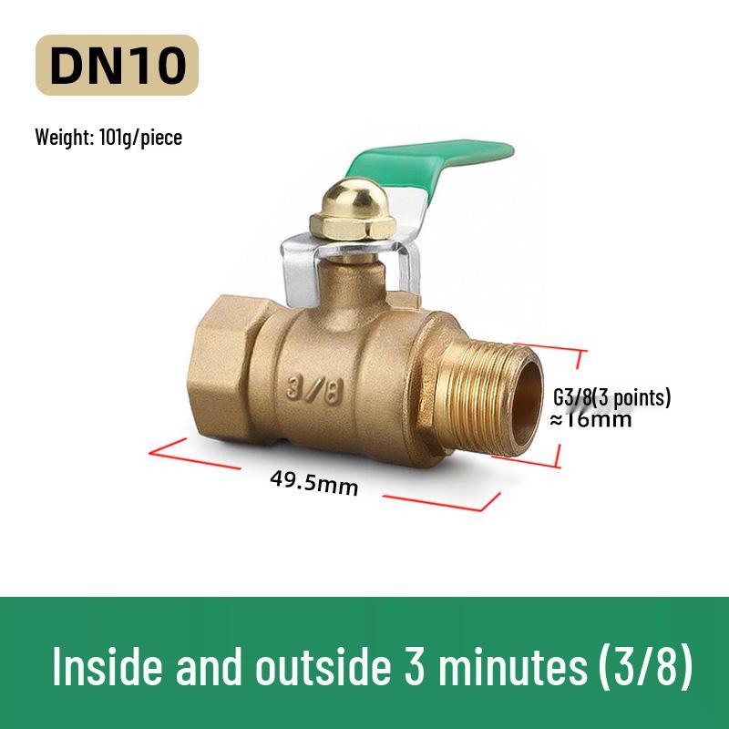 Copper DN20 Thickened Water Valve, Internal/External Thread, Pneumatic Ball Switch, 2-Point One-Piece Design