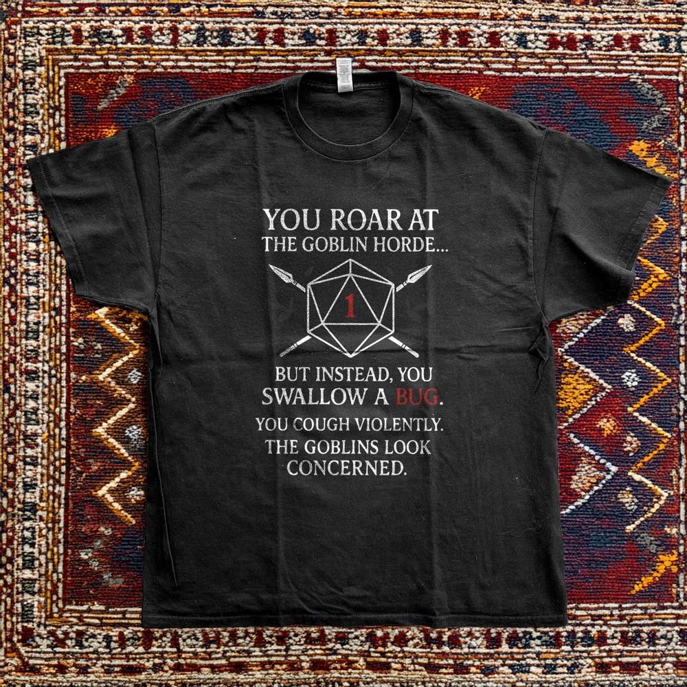 

Funny Goblin Horde DnD Shirt Retro Crit Fail Black Cotton Tshirt Size S5XL Unisex T-Shirt XL
