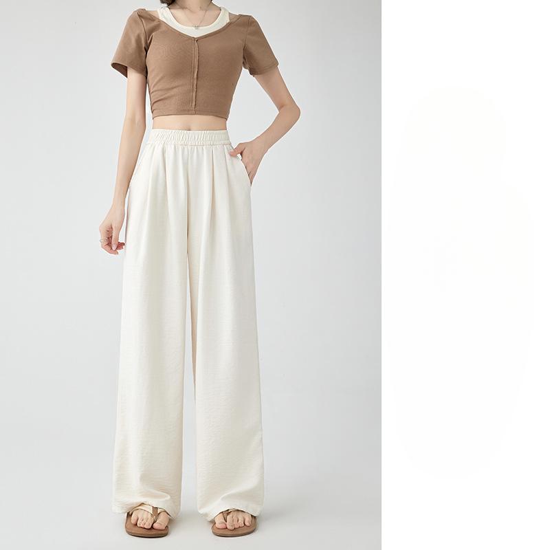 White Milk Trousers for Women New High-waisted Slim, Loose, Lazy and Relaxed Small Yamamoto Wide-leg Pants