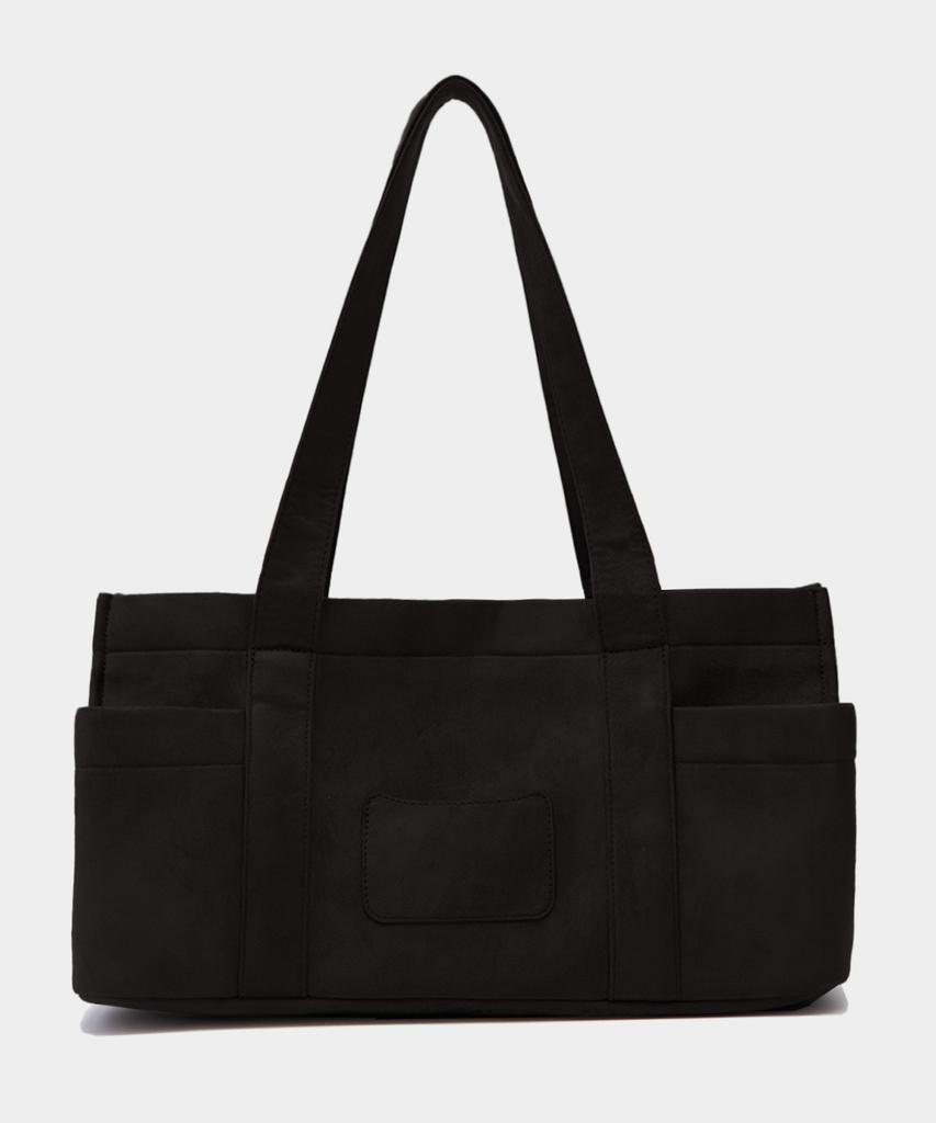 Macoi Big Square Suede Baguette Shoulder Dot Bag [Black]