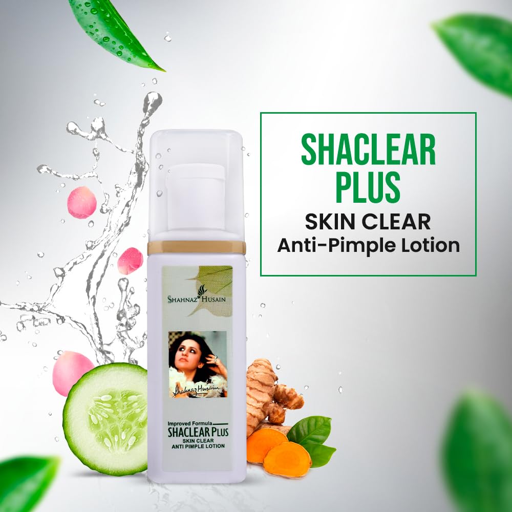 Shahnaz Husain Shaclear Plus Skin Clear Anti Pimple Lotion 100 ml Herbal Skin Clarifying Fluid Turmeric Watery Base