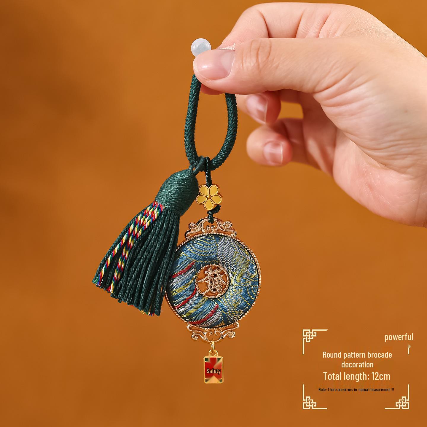 Song Brocade Ping An Kou Sachet Pendant: Chinese Cultural Keychain and Car Ornament Gift