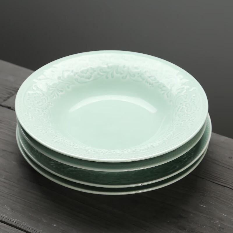 Chinese Celadon Ceramic Dinner Plate Set