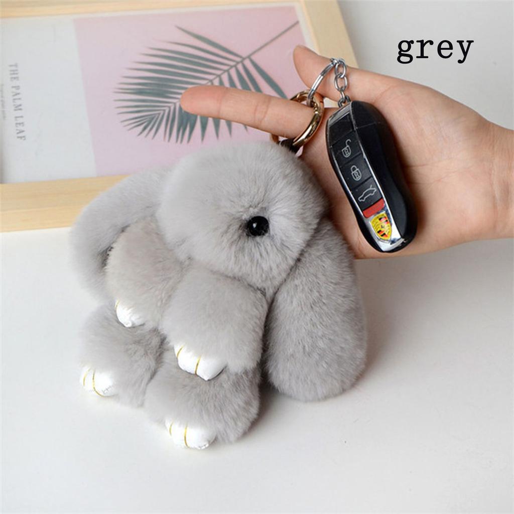 Cute Decoration Gift Key Chain Bag Pendant Plush Bunny Toy Rex Rabbit Fur