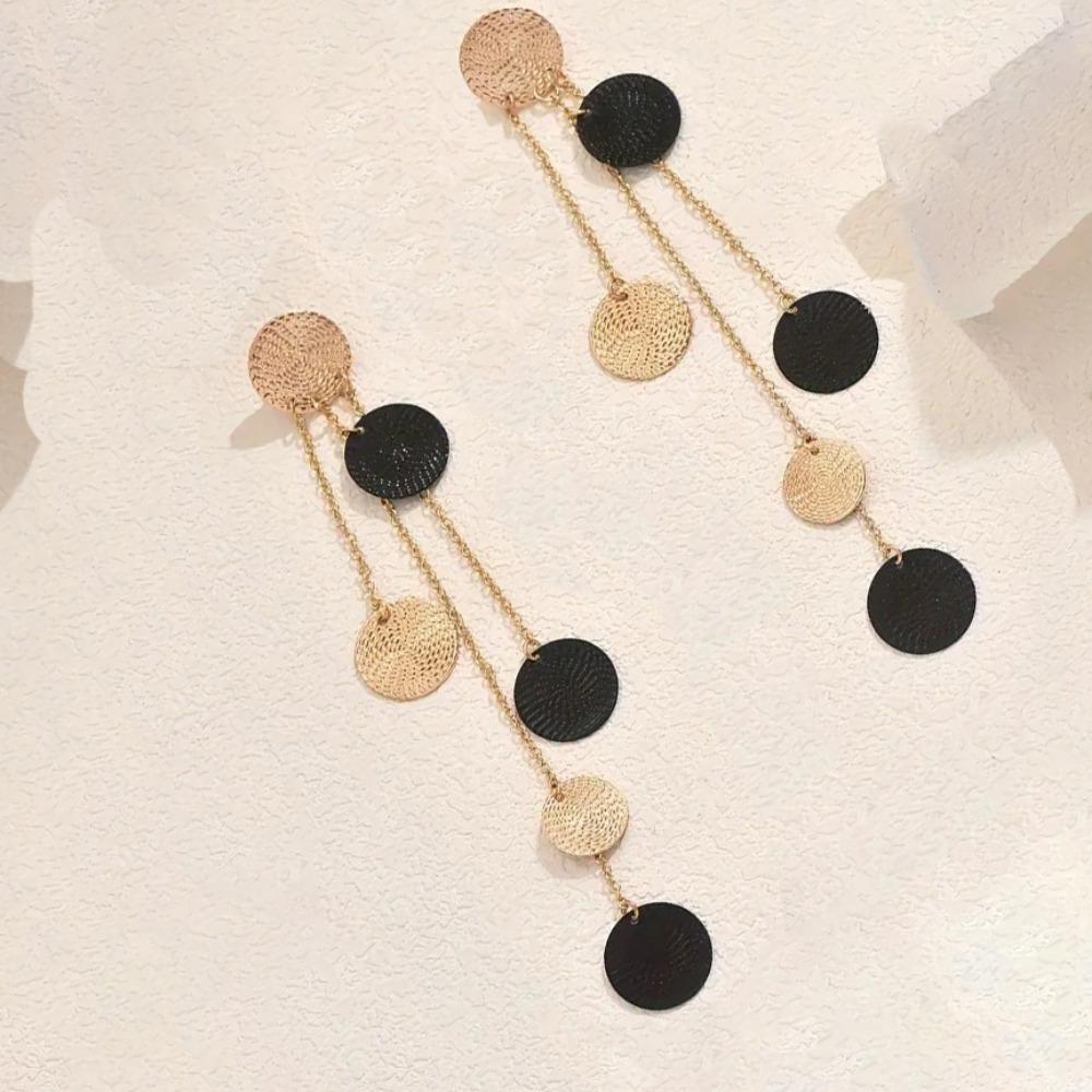 Exquisite Merry Su Disc Pattern Earrings Women's Symmetrical Pendant Earrings Women