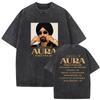 Retro Washed Diljit Dosanjh Aura World Tour 2026 Graphic T Shirt Mens Clothing Fashion Short Sleeve Tshirts Casual Cotton Tees