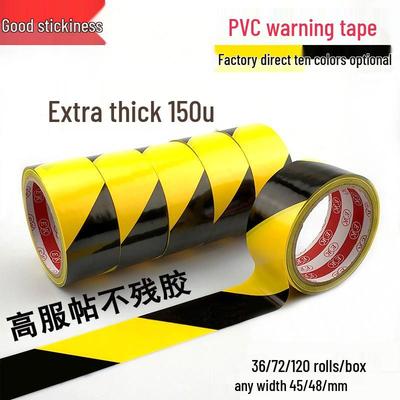Strapazierfähiges Schwarz/Gelbes Zebra-Absperrband – Selbstklebendes PVC-Warnband für Böden (18J)
