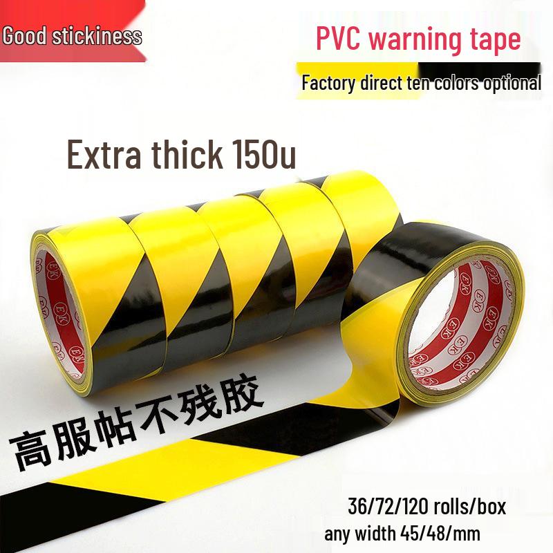 Durable Black/Yellow Zebra Caution Tape – Stick-on PVC Warning Tape for Floors (18Y)