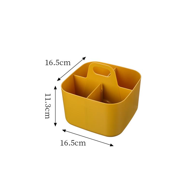 Desktop Cosmetic Organizer with Handle Multi Compartment Makeup Storage Box Plastic Stationery Caddy for Vanity Table Organizer