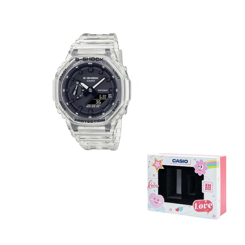 

CASIO Men Liquid Crystal/Analog Dual Display Series Black Watch GA-2100SKE-7A- Black Dial