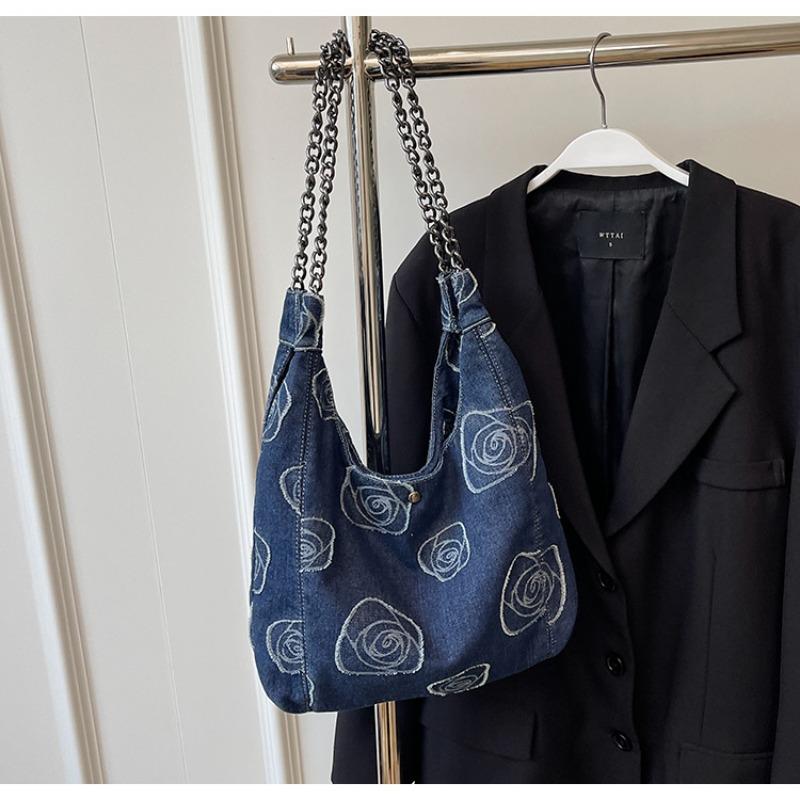 2025 New Denim Bag Female Casual Versatile Armpit Bag Lightweight Simple Shoulder Bag